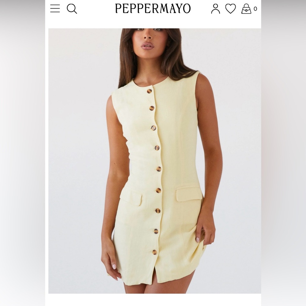 Peppermayo Cream Sleeveless Button-Down Dress